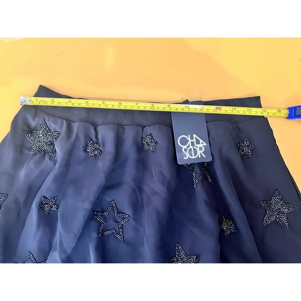 ☀️Chaser Beaded Star Flouncy Tiered Mini Skirt Size Medium NWT